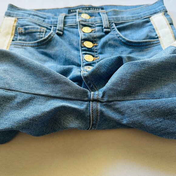 Veronica Beard Jeans Debbie 10" Skinny Women's 26/2 Grotto Tuxedo Stripe Button - Picture 4 of 15